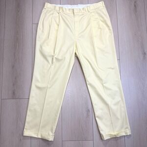 Jos A Bank Yellow Dress Pants Mens 40x30 Cotton Flat Front Cuffed Classic Fit